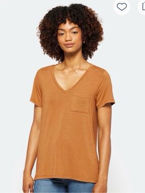 Market & Spruce Gold Brown V-Neck Pocket Tee with Stretch Stitch Fix XL
